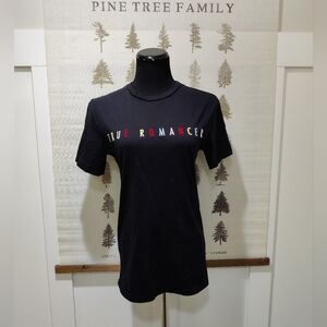Weekday Black "True Romancer" Multi-Color Embroidered Graphic T-Shirt Small